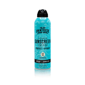 INK-EEZE front packaging showing 6oz spray for tattoo protection