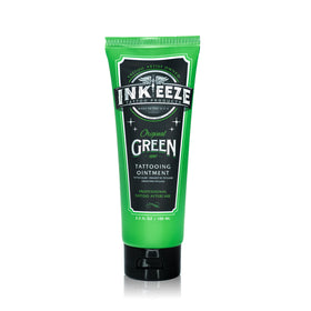 INK-EEZE front tube showing lavender scented, vegan tattoo ointment for easy use