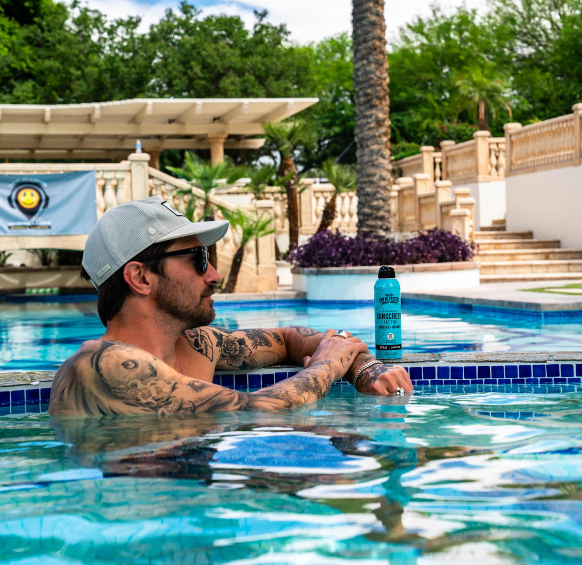 INK-EEZE label and ingredient list emphasizing vegan, reef-friendly benefits