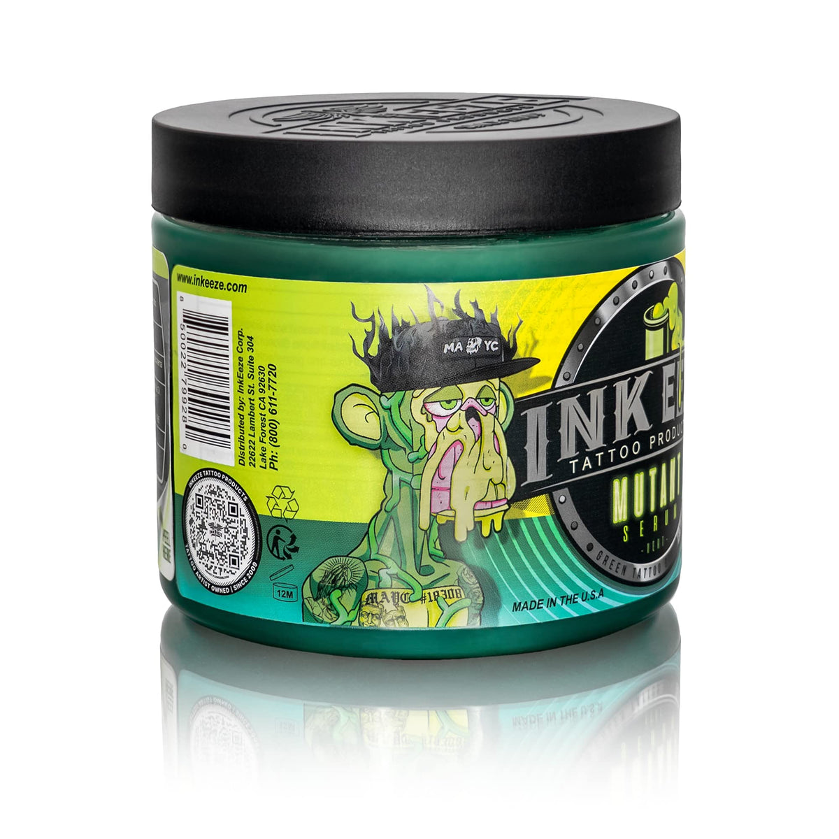 16oz INK-EEZE jar beside a ruler illustrating size and studio-value benefit