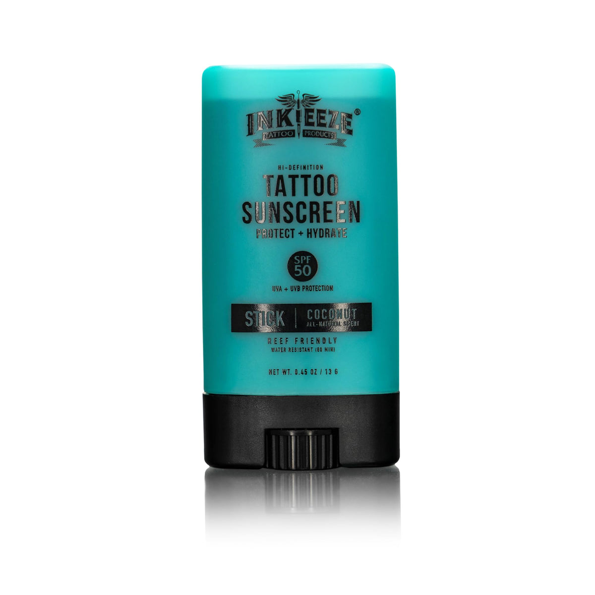 INK-EEZE cap off application tip demonstrating easy targeted sun protection