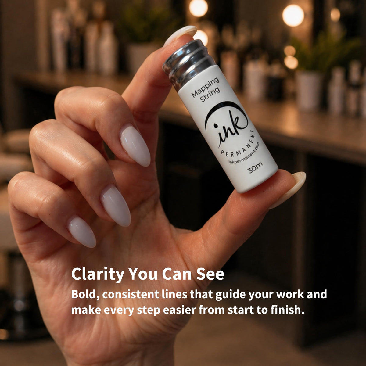 Ink Permanent string in use mapping an eyebrow for faster, accurate shaping