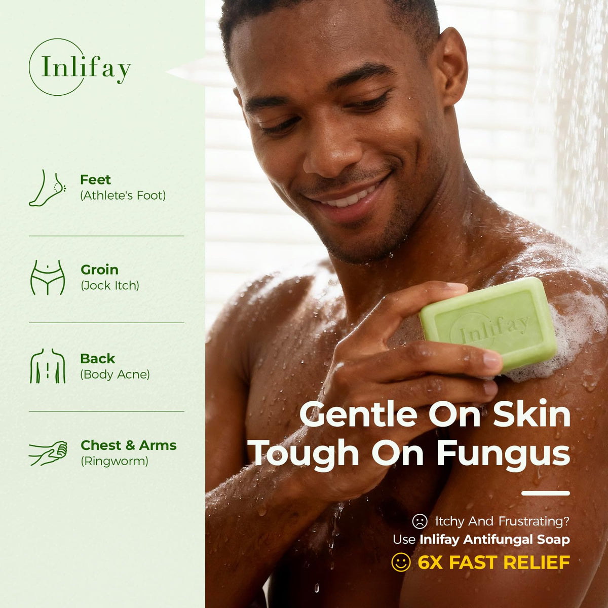 Inlifay close-up of bar texture highlighting gentle moisturizing