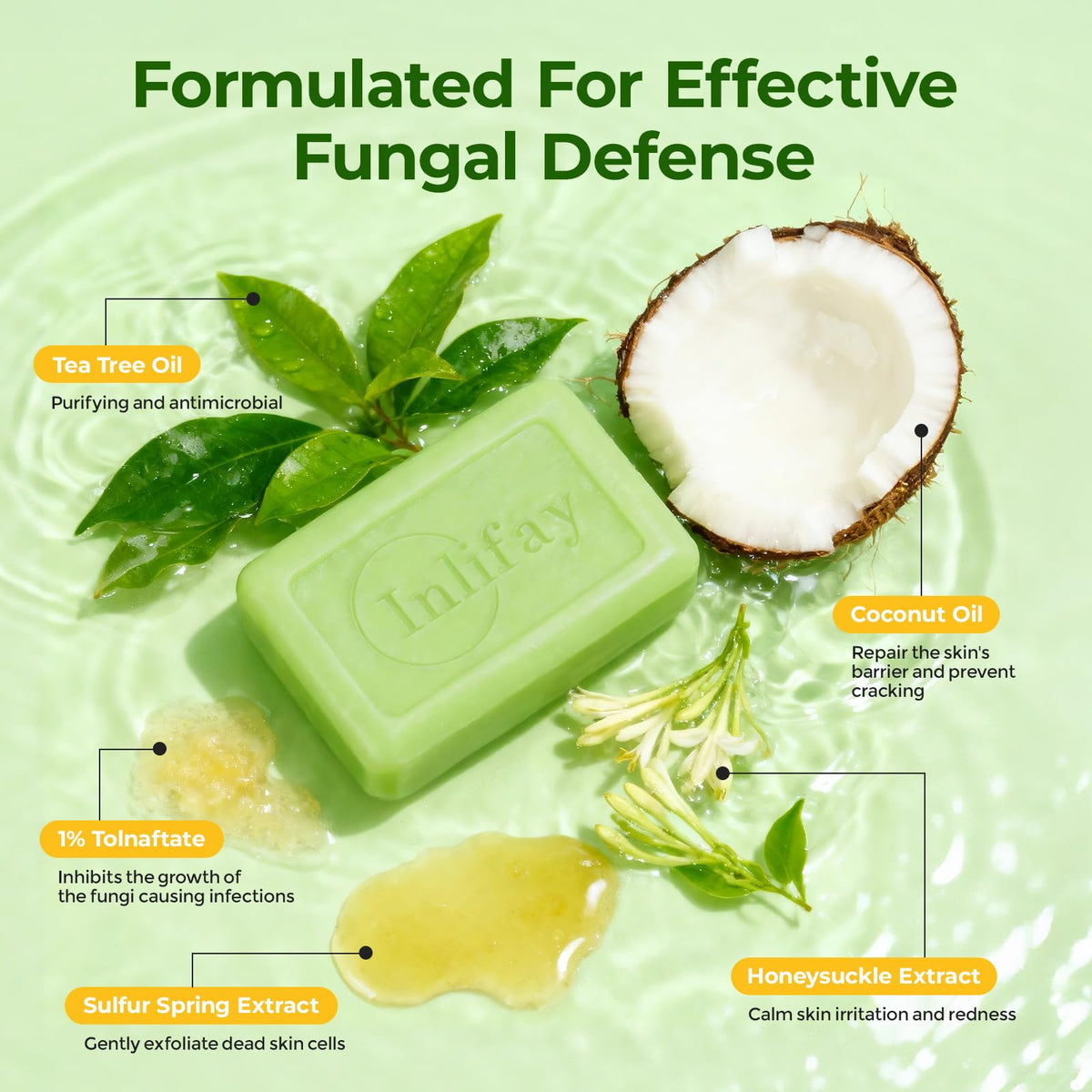 Inlifay soap lathered in hand showing easy application and cleansing