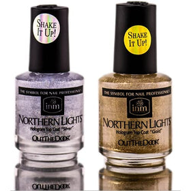 INM close-up application showing brush stroke delivering smooth holographic shimmer benefit
