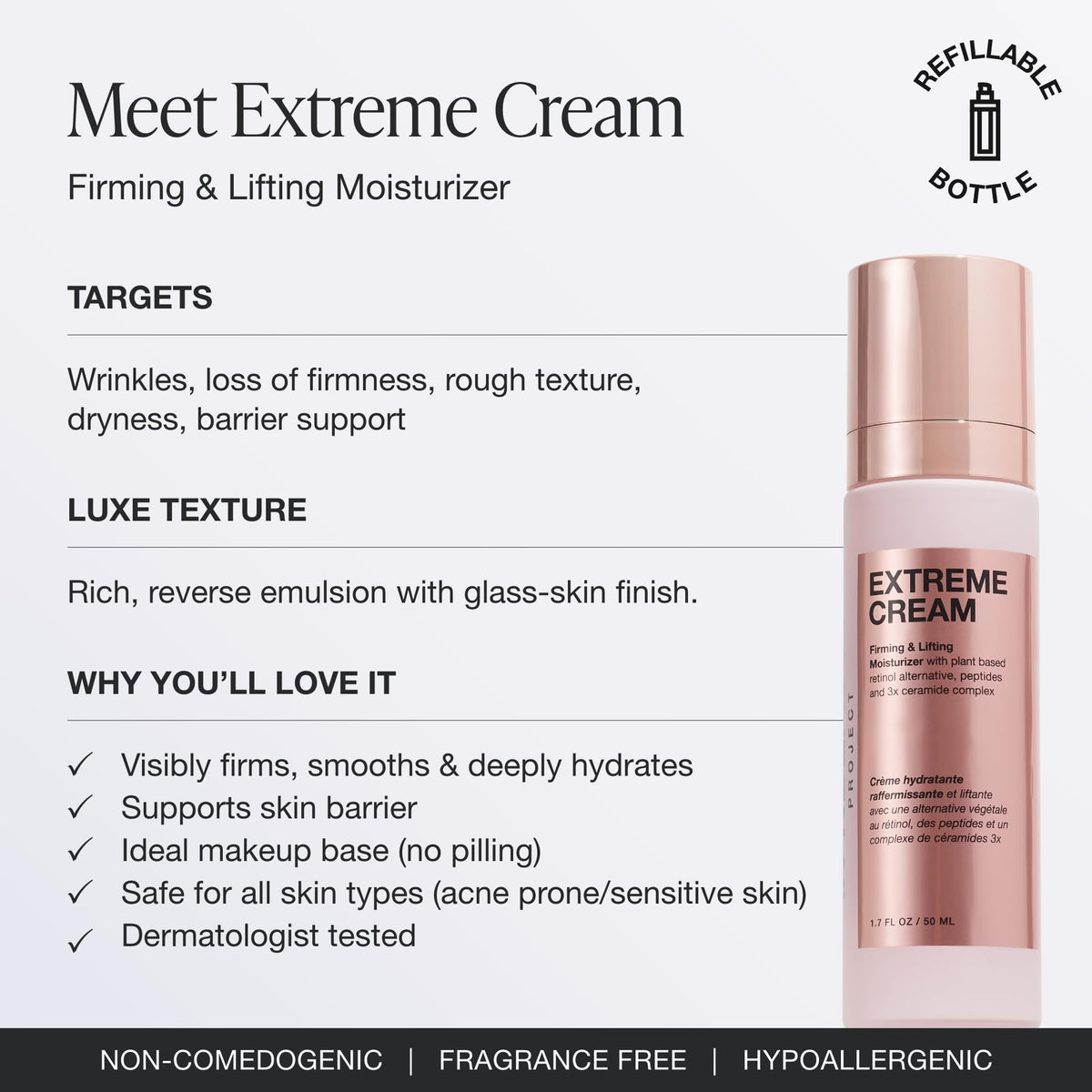 Innbeauty Project refill bottle next to main bottle highlighting eco refill benefit