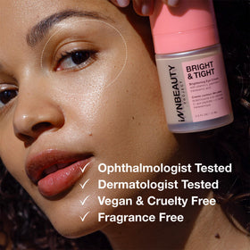 Innbeauty Project application dots under eye illustrating small amount needed and gentle coverage