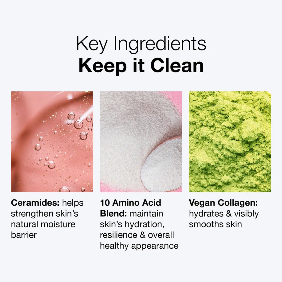 Innbeauty Project label close-up highlighting ceramides and amino acids benefits