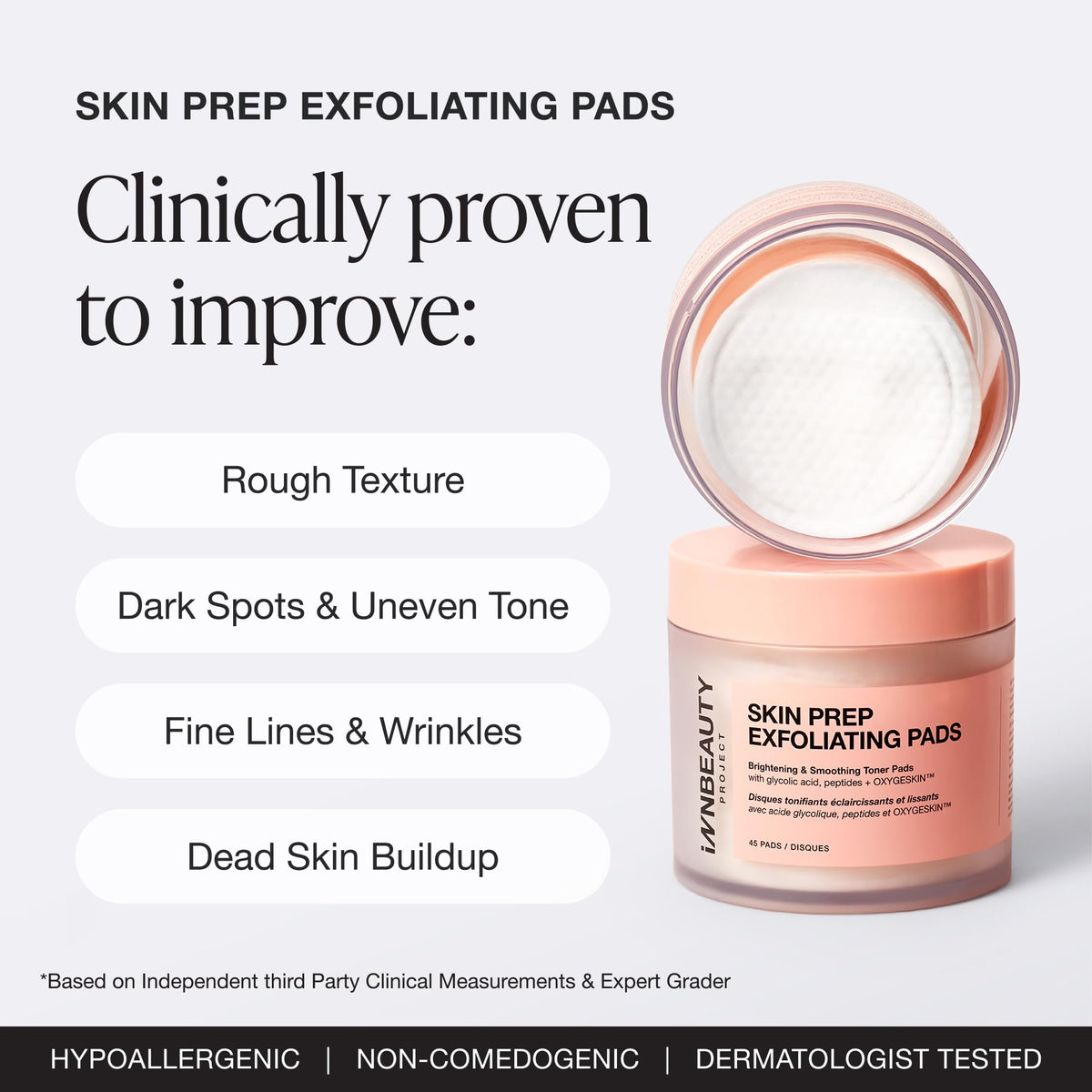 Innbeauty Project close-up pad texture displaying gentle exfoliation benefit