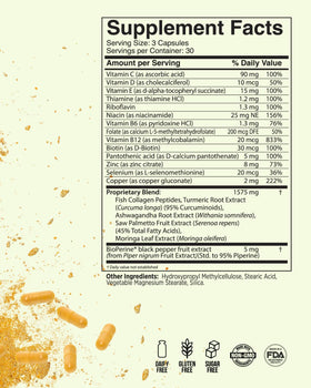 Inner Glow nutrition facts label close-up, confirms clinical-strength ingredients