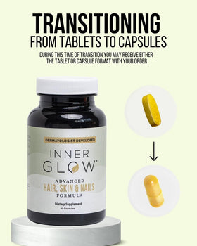 Inner Glow on bathroom shelf in lifestyle setting, portrays daily routine integration