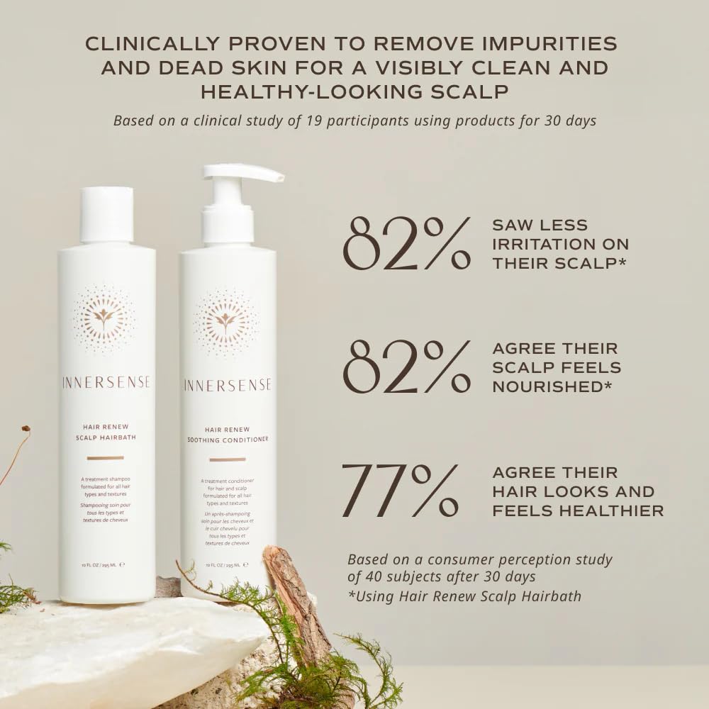 INNERSENSE applying Hairbath to scalp during shower for clearer scalp