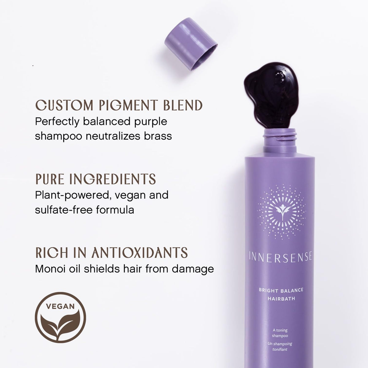 INNERSENSE bottle label detail highlighting organic ingredients and clean formulation
