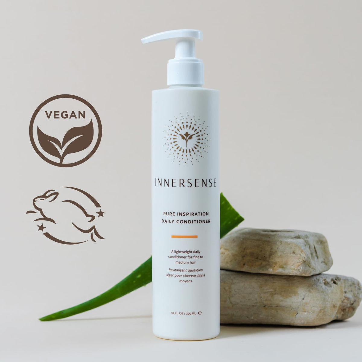 INNERSENSE conditioner texture on hand showing creamy slip and lightweight hydration