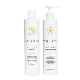 INNERSENSE duo front packaging showing both 10 fl oz bottles and clear labels to identify product benefits