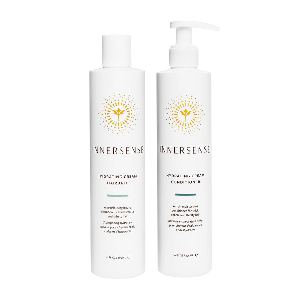 INNERSENSE duo front packaging showing clean organic haircare and benefits