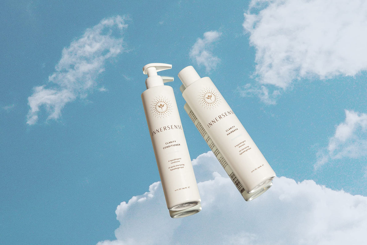 INNERSENSE shampoo pump closeup highlighting gentle dispensing