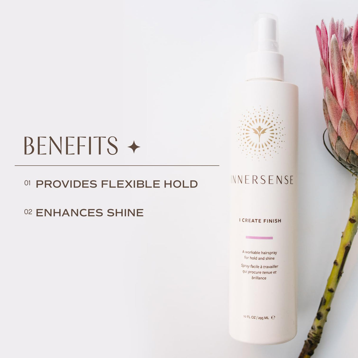 INNERSENSE I Create Finish fine mist close-up illustrating even application and lightweight hold