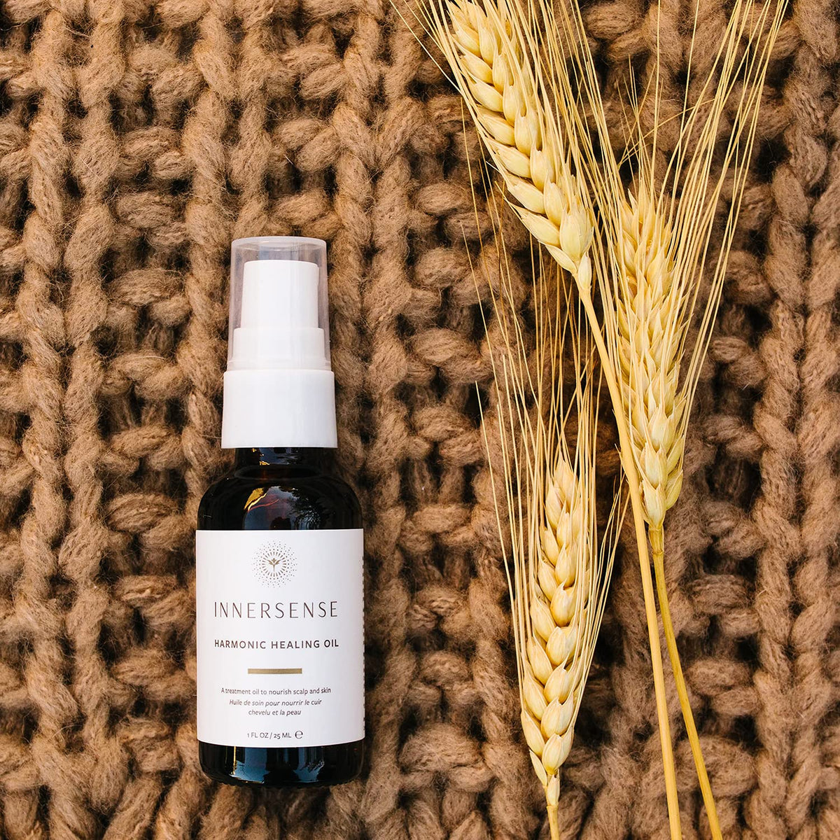 INNERSENSE oil applied to hair showing scalp hydration and added shine benefit