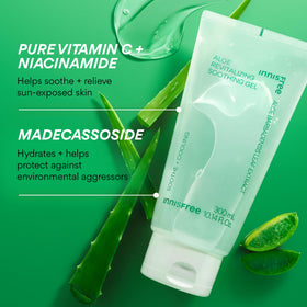 innisfree applying aloe gel to face for instant soothing comfort