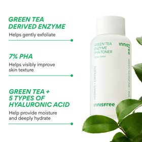 innisfree toner poured into hands, demonstrates easy application and quick absorption