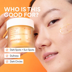 innisfree cream beside sunscreen showing layering compatibility for daytime use