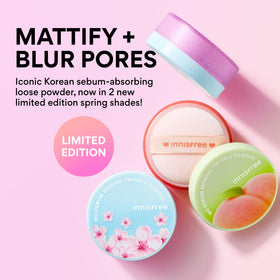 innisfree open jar revealing finely milled powder for oil control