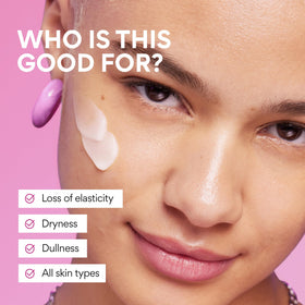 innisfree applying cream to cheek for firmer-looking skin