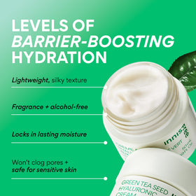 innisfree cream spread on hand demonstrating lightweight feel and quick sink-in