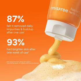 innisfree dense foam in hand after water activation for gentle cleansing