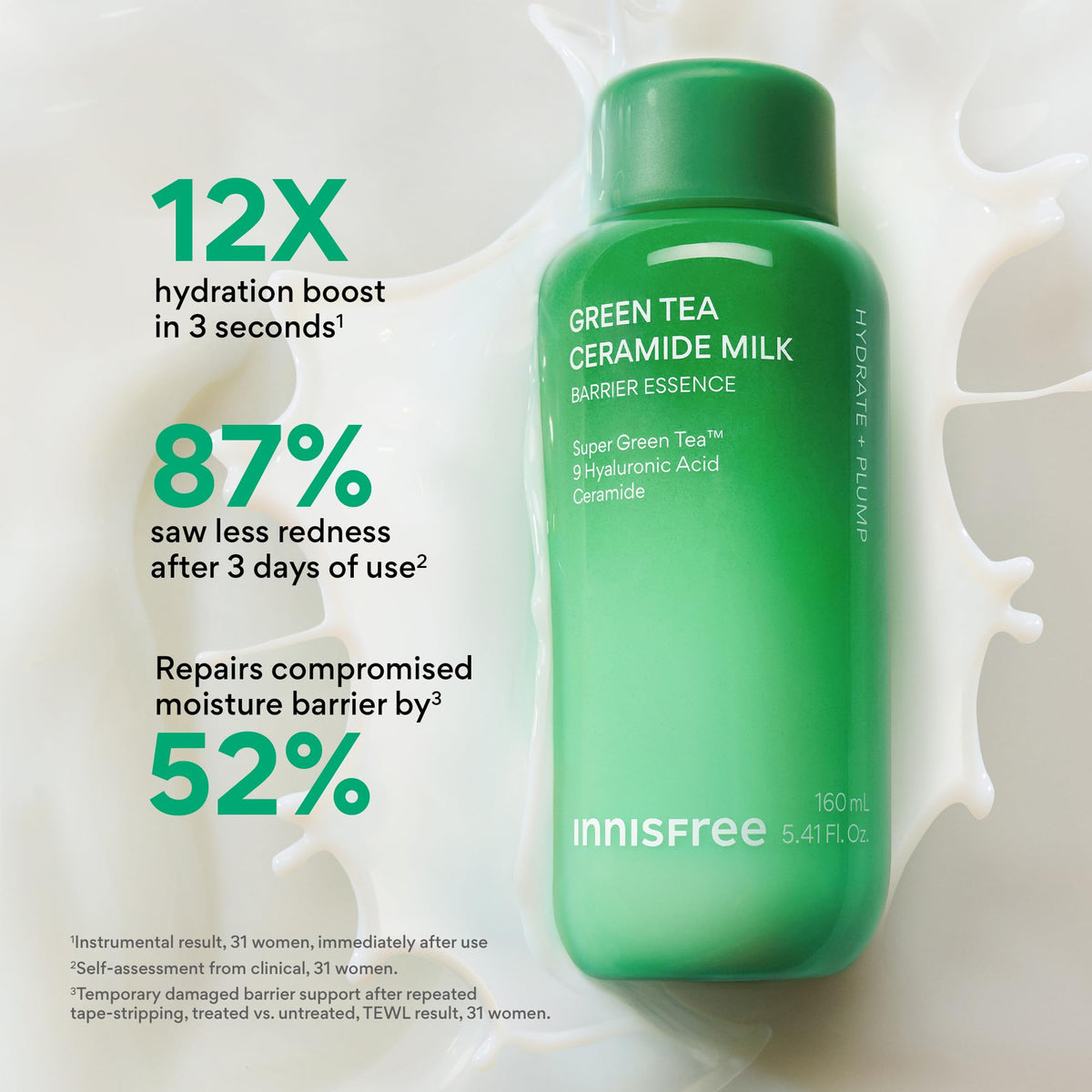 innisfree ingredients label highlighting green tea ceramide benefits