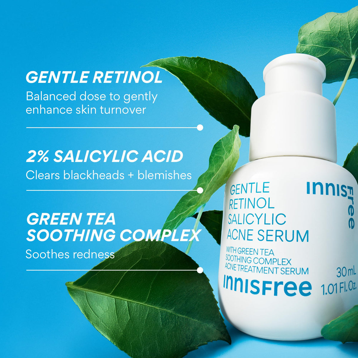 innisfree label detail showing niacinamide and salicylic acid for clarifying benefit
