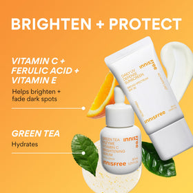 innisfree products on bathroom counter in morning routine showing daily protection benefit