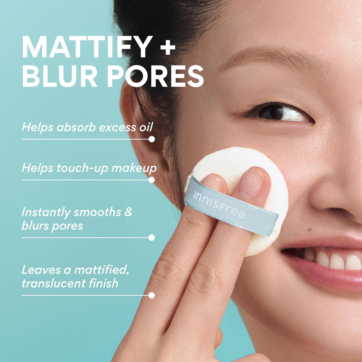 innisfree powder texture close-up revealing fine matte finish and oil control