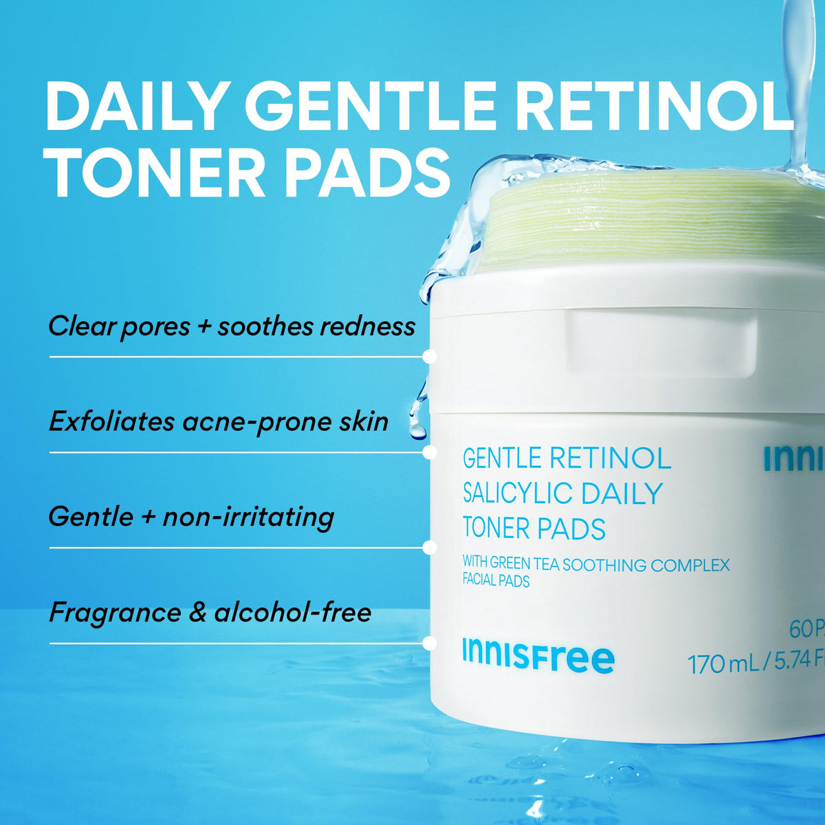 innisfree close-up of pad texture soaked in serum for gentle exfoliation