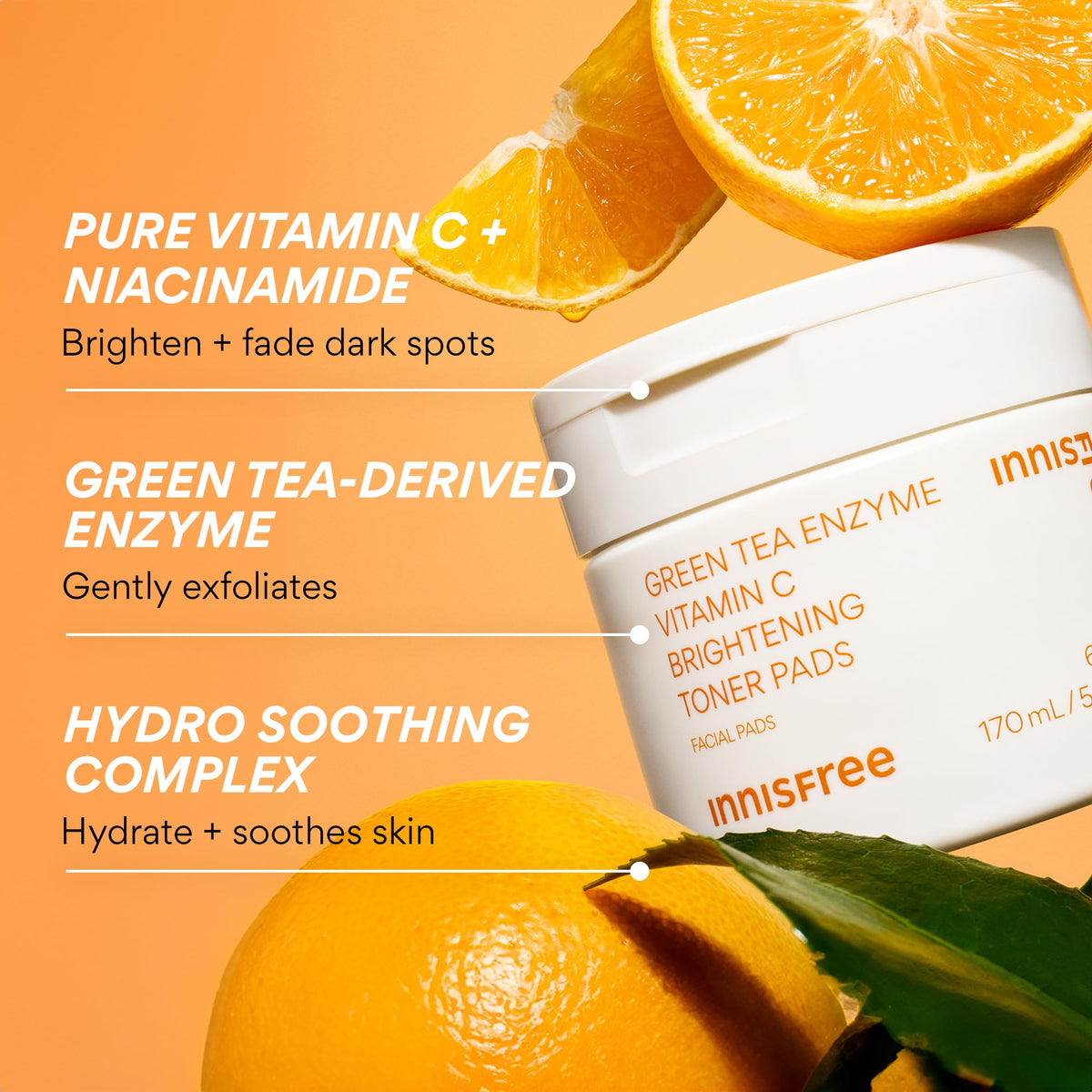 innisfree close-up of pad texture highlighting vitamin C fiber design for effective delivery