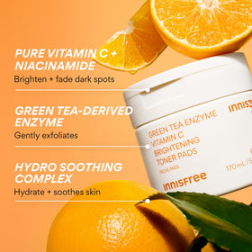 innisfree close-up of pad texture highlighting vitamin C fiber design for effective delivery