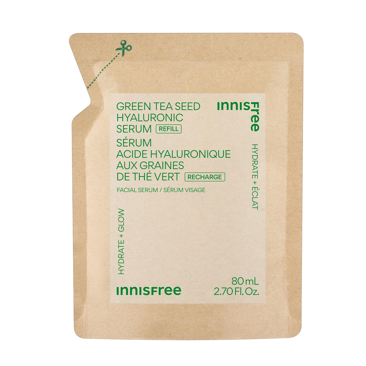 innisfree refill front packaging showing sustainable option and label benefits