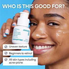 innisfree retinol cica serum applied on hand demonstrating absorbent finish