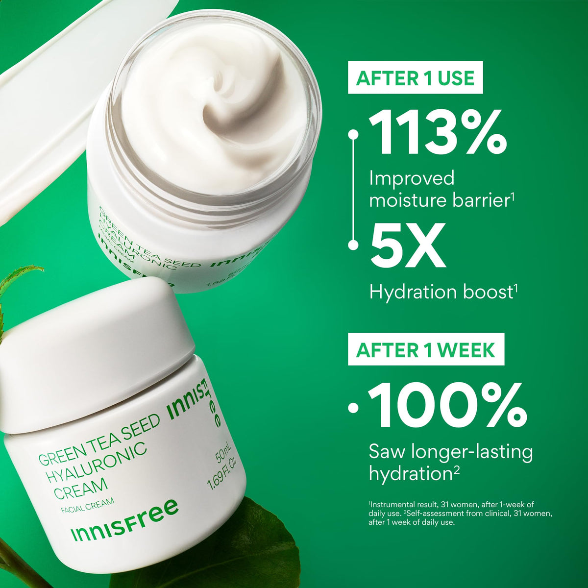 innisfree serum and cream layered to show enhanced hydration benefits