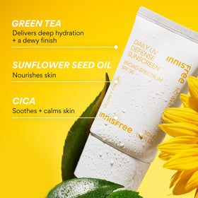 innisfree sunscreen applied on skin showing no white cast and natural finish