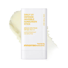 innisfree front packaging of sunscreen stick shows compact travel-friendly design and protection