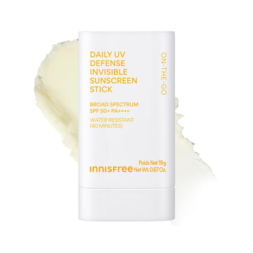 innisfree front packaging of sunscreen stick shows compact travel-friendly design and protection