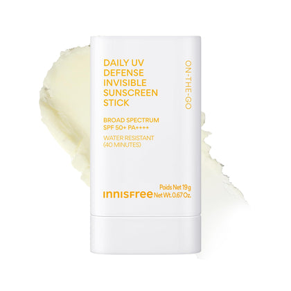 innisfree front packaging of sunscreen stick shows compact travel-friendly design and protection