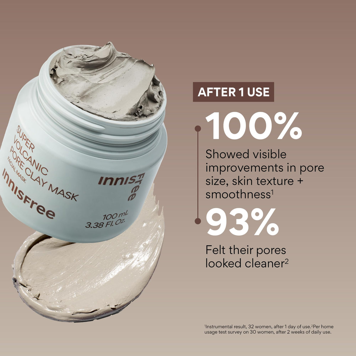 innisfree mask applied to cheek, demonstrates easy spread and quick treatment