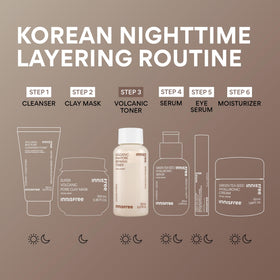 innisfree toner on bathroom counter during routine, routine-ready benefit