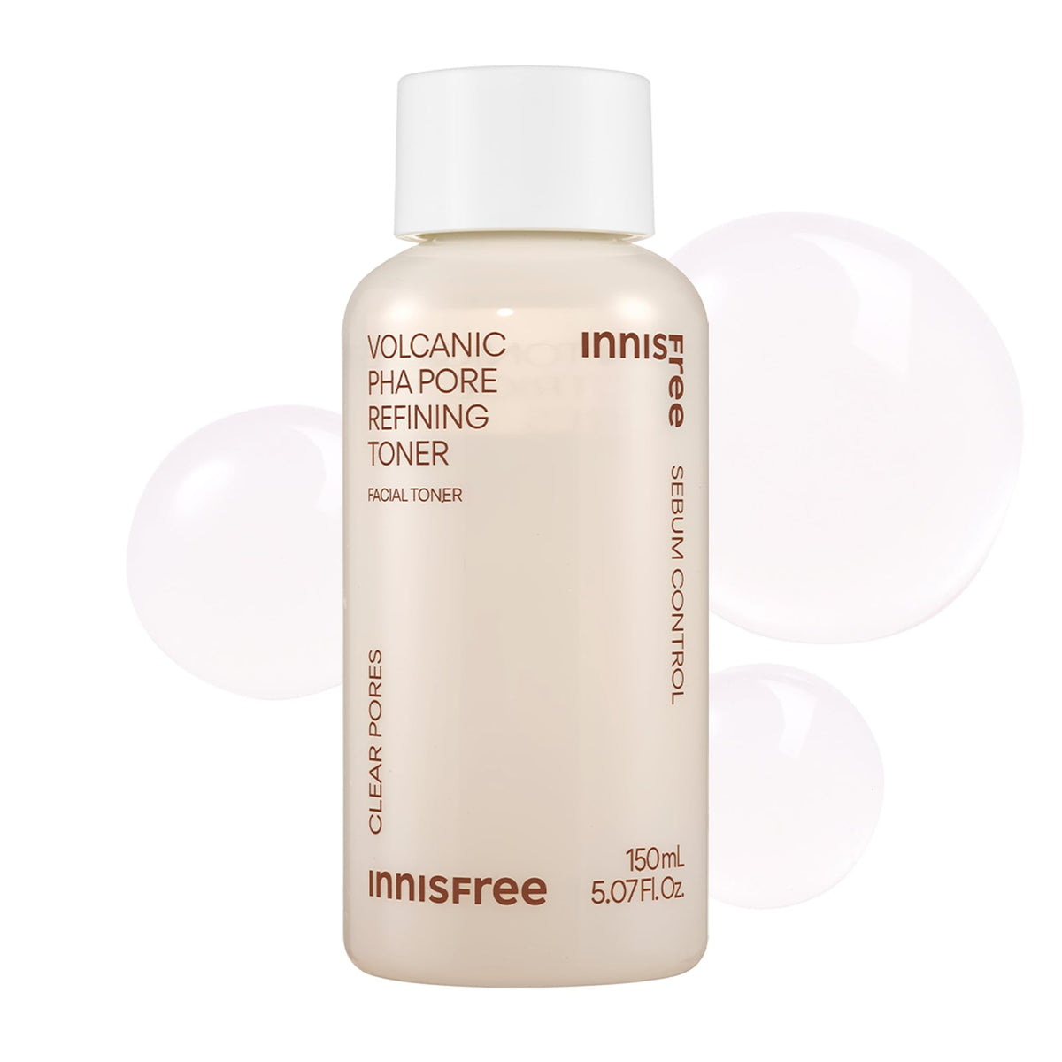 innisfree front packaging showing bottle and label, clean texture benefit