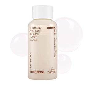 innisfree front packaging showing bottle and label, clean texture benefit