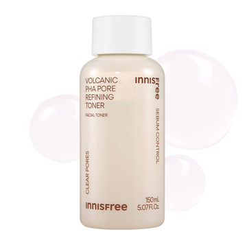 innisfree front packaging showing bottle and label, clean texture benefit