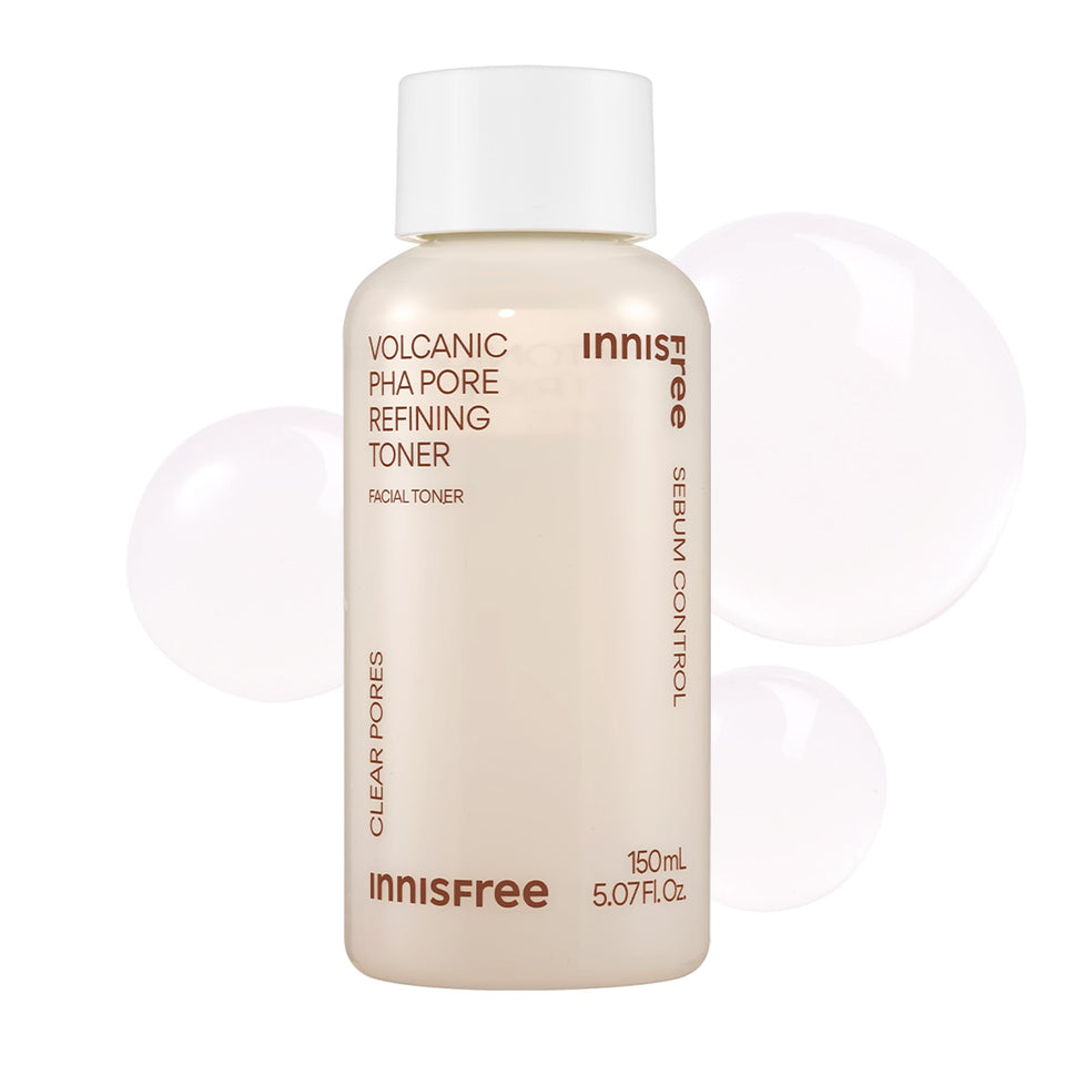 innisfree front packaging showing bottle and label, clean texture benefit